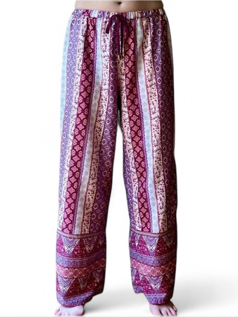 Japna Bohemian Polazzo Pants w/Side Slits at Knees Sz M